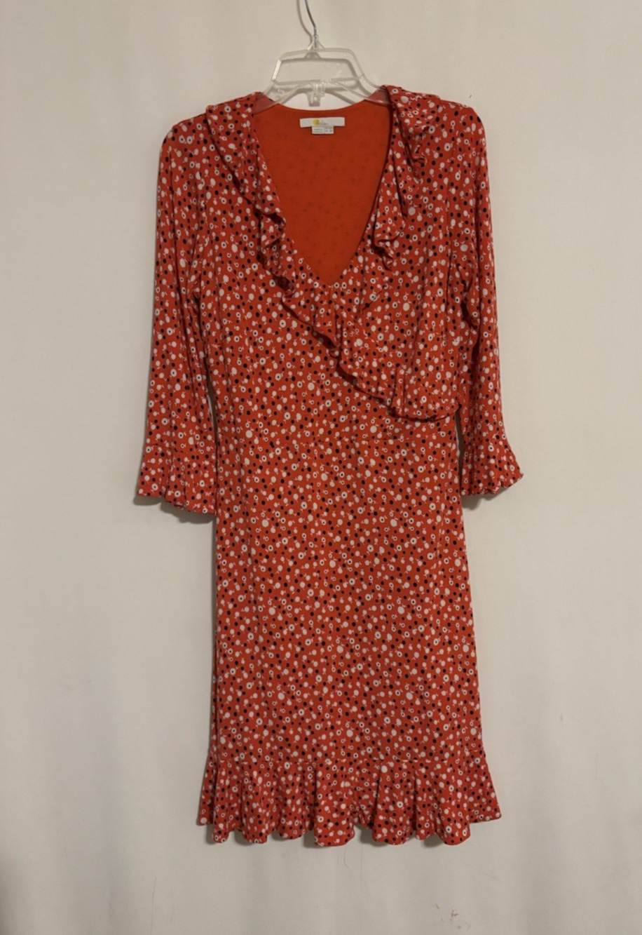 Boden Dress 8 Orange Floral Knee Length Stretch Fall Boho